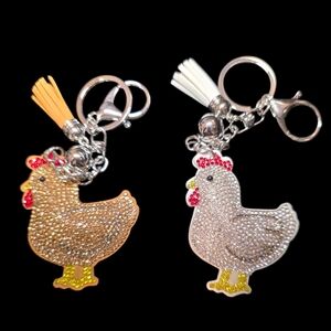 Rhinestone Chicken Bag Charm / Keychain Set – Farmhouse Glam